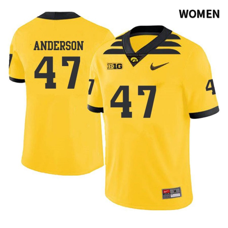 Women's Iowa Hawkeyes NCAA #47 Nick Anderson Yellow Authentic Nike Alumni Stitched College Football Jersey FY34P66IY